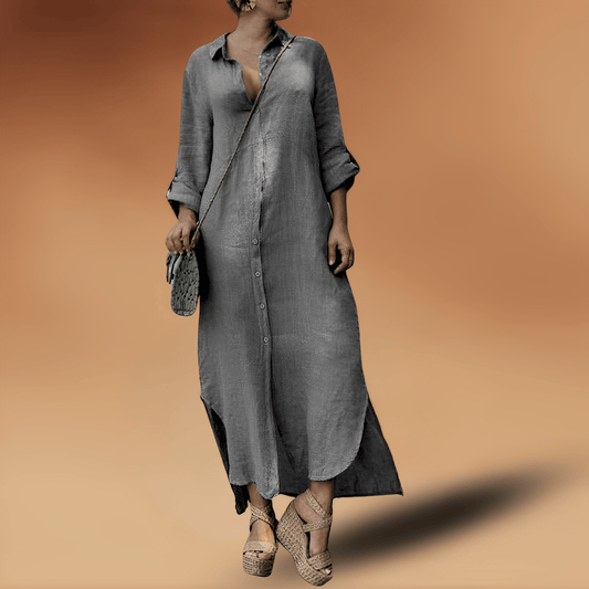 Zelda - Elegante lange linnen Zomer jurk voor dames