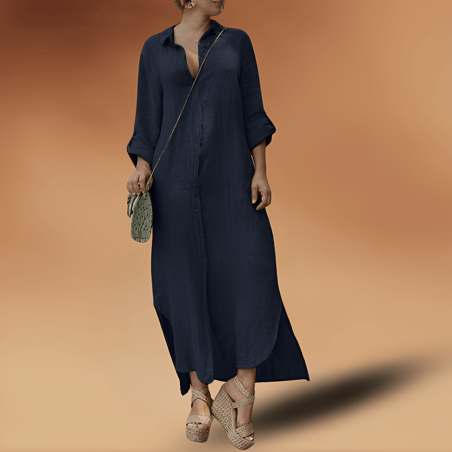 Zelda - Elegante lange linnen Zomer jurk voor dames