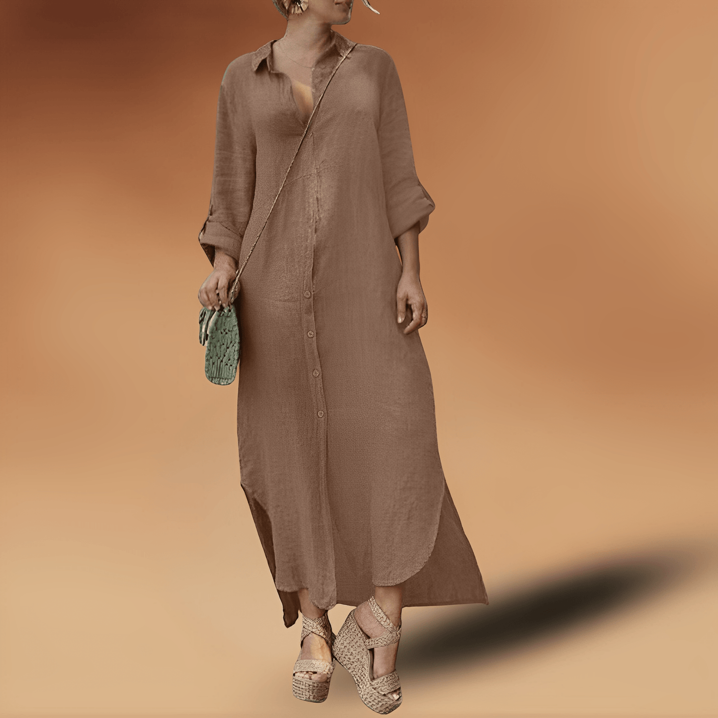 Zelda - Elegante lange linnen Zomer jurk voor dames