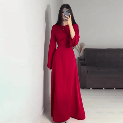 Fahima | Comfortabele Lange Satijnen Dames Jurk