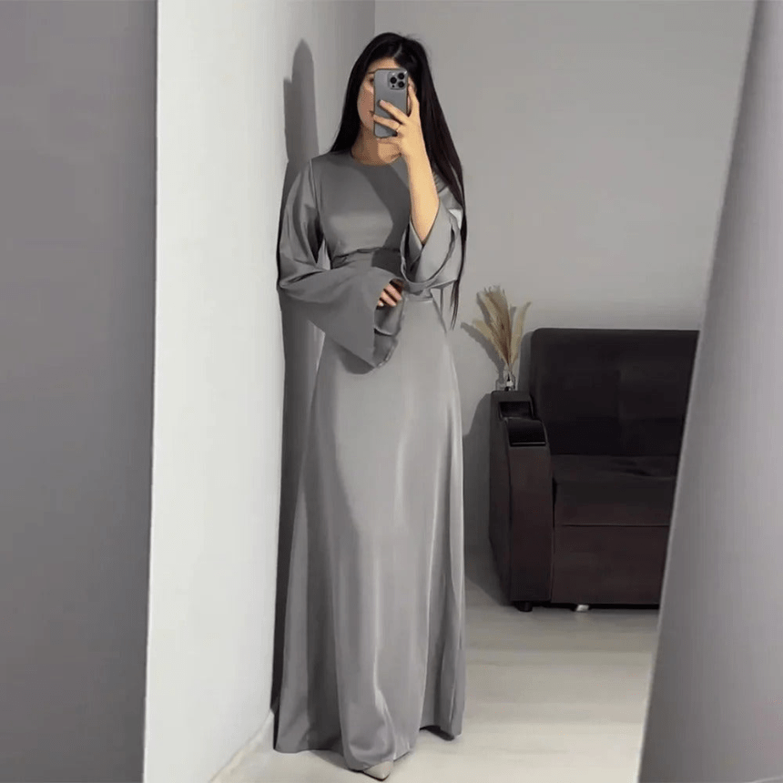 Fahima | Comfortabele Lange Satijnen Dames Jurk