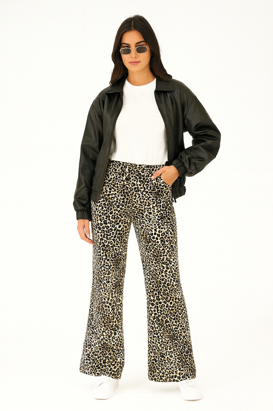 Julietta | Wijde Leopard broek voor dames