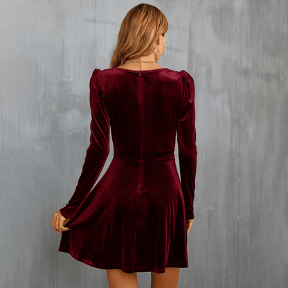 TESSA | Elegante Rode Fluwelen Flare Jurk