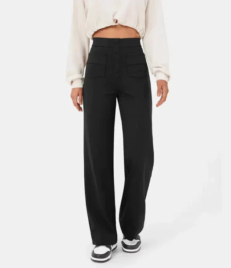 Sue – High-Waisted Elastische Casual Broek