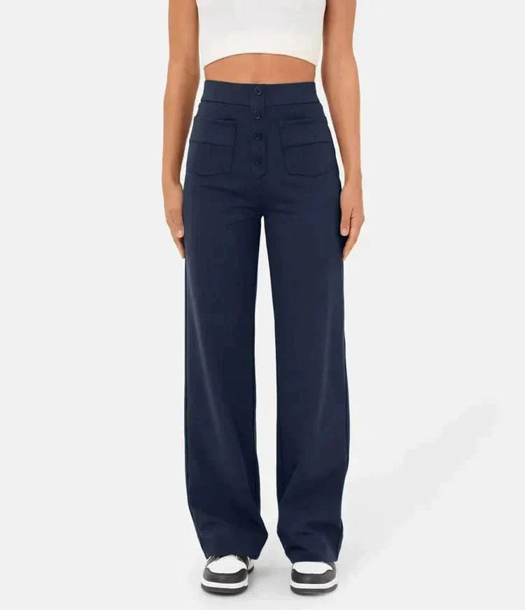 Sue – High-Waisted Elastische Casual Broek