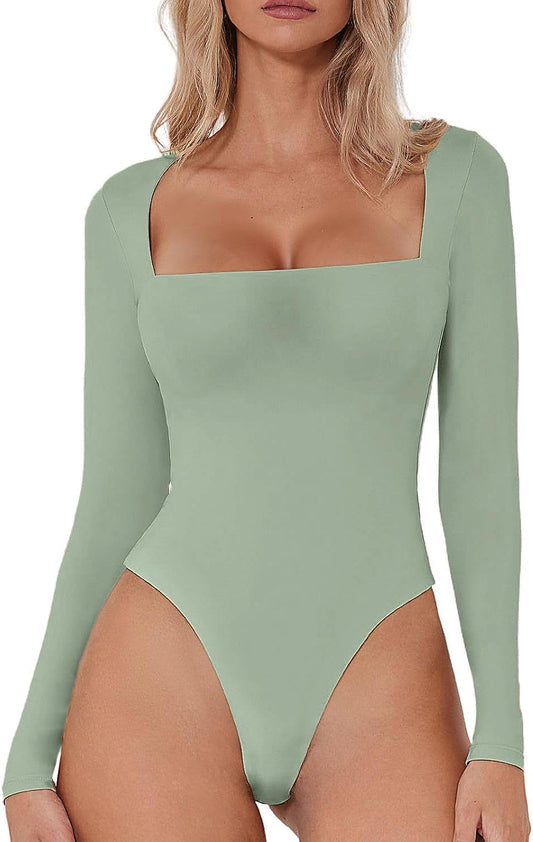 Bianca - Longsleeve Body met vierkante hals