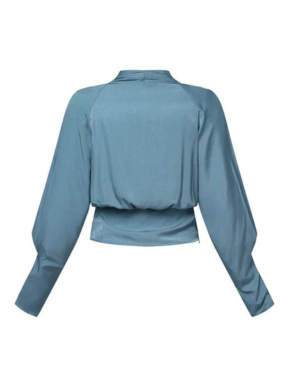 AMY | Elegante Satijnen Blouse met Pofmouwen