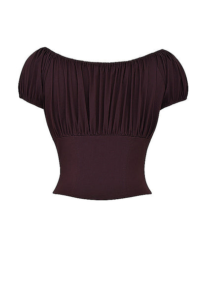 Mexx | Diepbruine Ruches-Set met Top en Midi-Rok