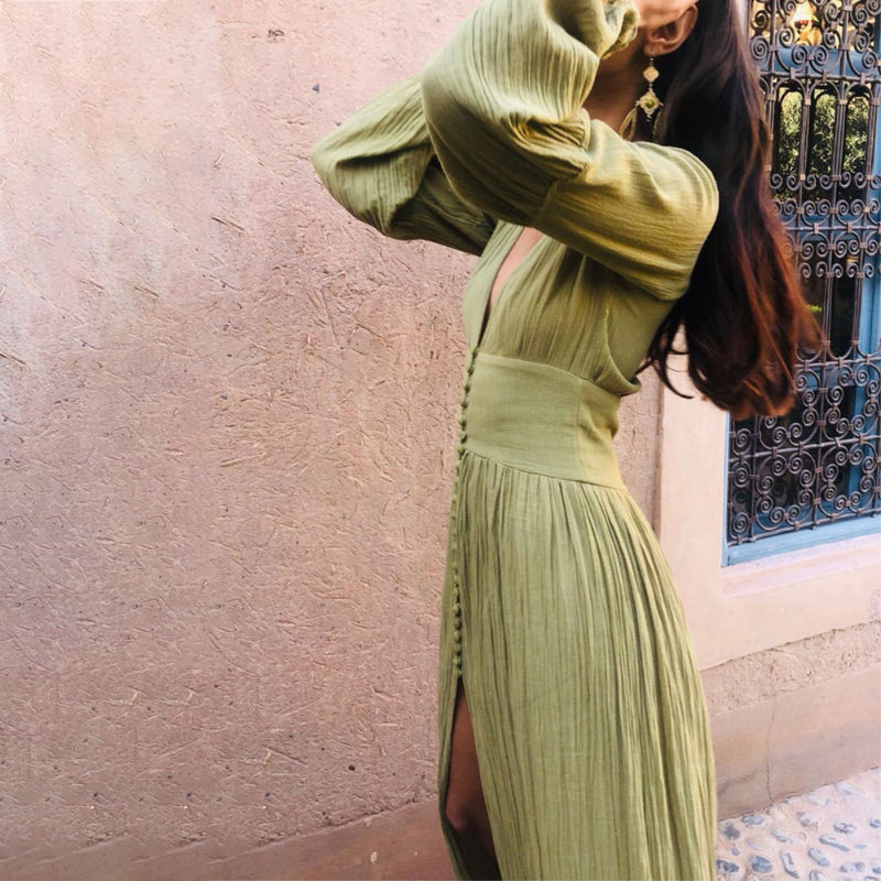 Daphne - Lange Boho V-hals Maxi Jurk