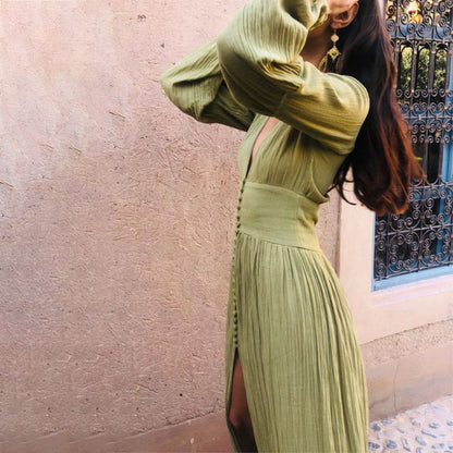 Daphne - Lange Boho V-hals Maxi Jurk
