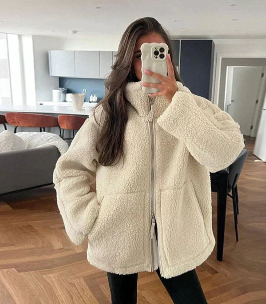 Alina - Wollen Herfst Teddy Jas voor Dames
